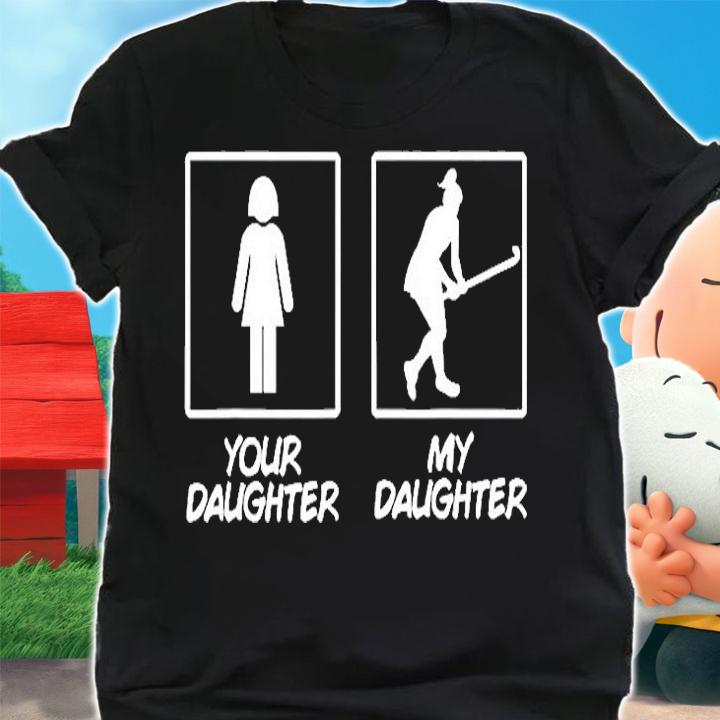Funny Hockey Girl Daughter Mom Dad Sticks T-Shirt shirt