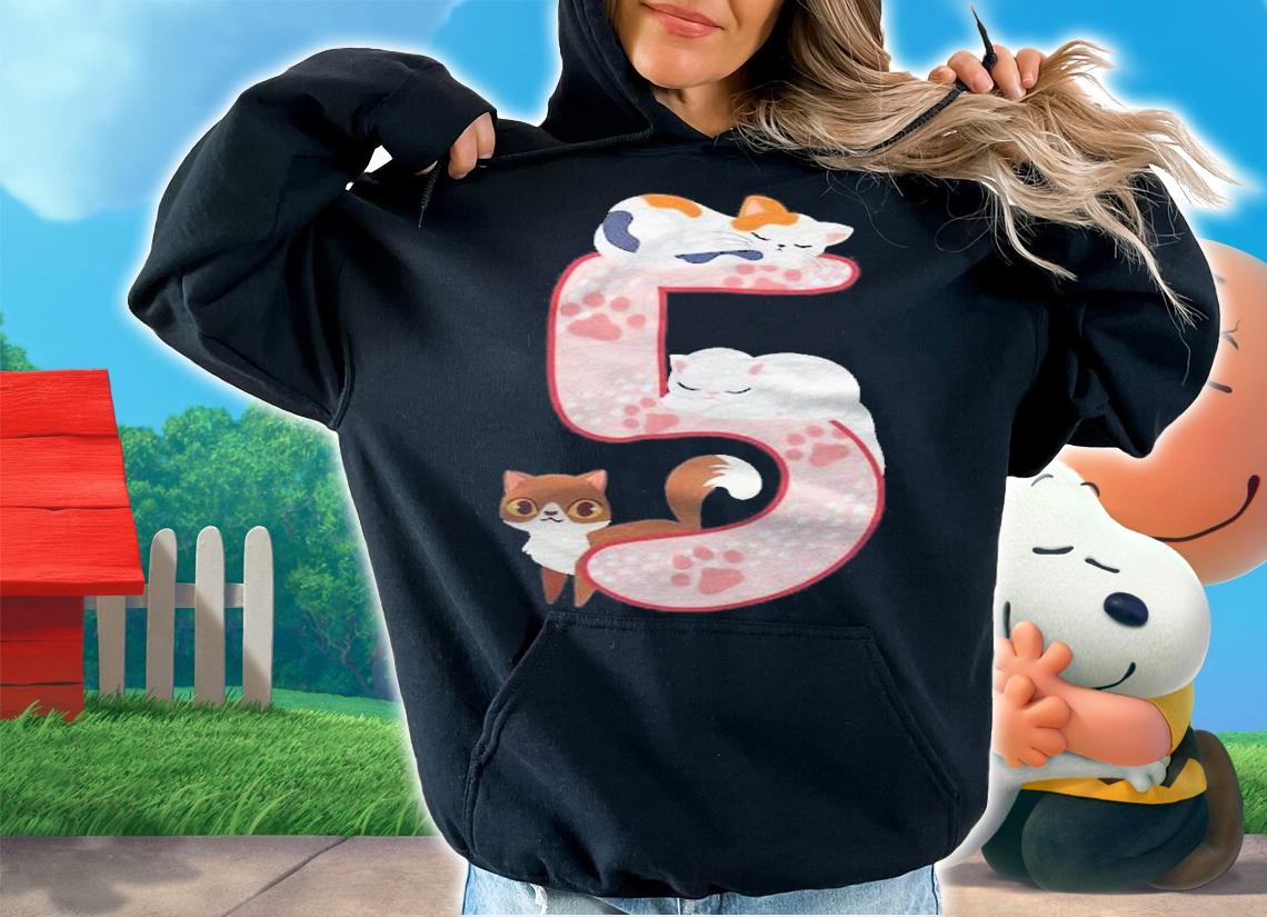 Kids 5Th Birthday Girl Cats Outfit 5 Years Old shirt hoodie