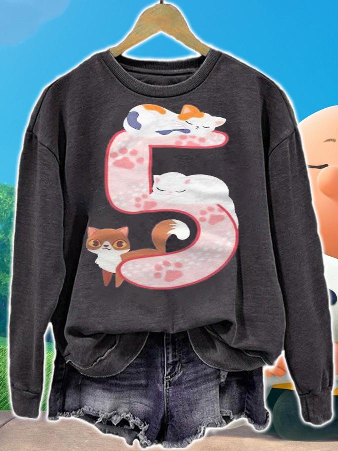 Kids 5Th Birthday Girl Cats Outfit 5 Years Old shirt sweatshirt