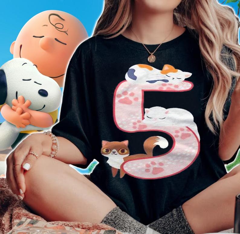 Kids 5Th Birthday Girl Cats Outfit 5 Years Old shirt woman shirt