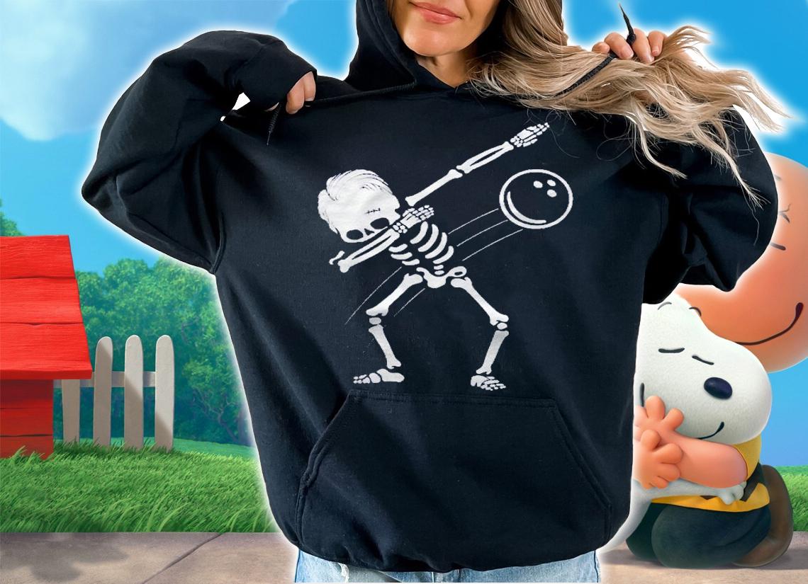 Dabbing Skeleton Bowling Ball Halloween Gift Classic Shirt hoodie