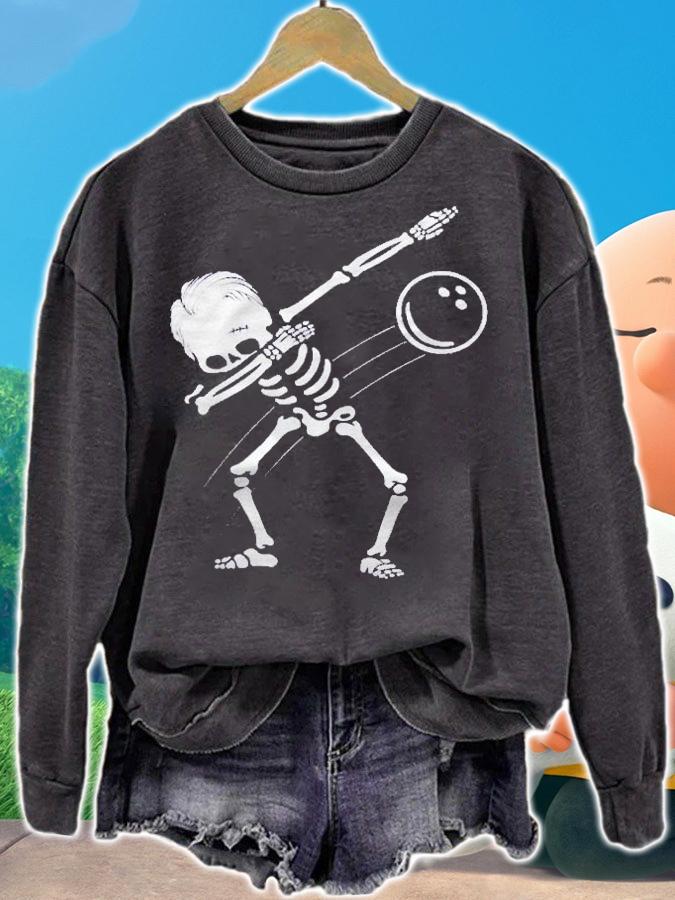 Dabbing Skeleton Bowling Ball Halloween Gift Classic Shirt sweatshirt