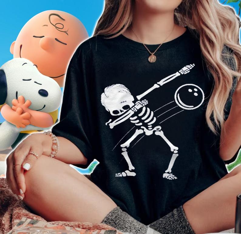 Dabbing Skeleton Bowling Ball Halloween Gift Classic Shirt woman shirt