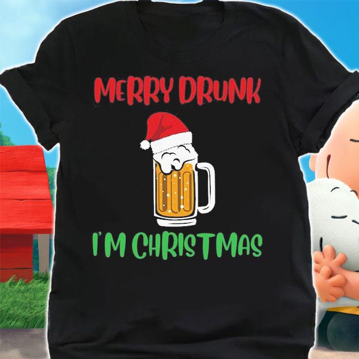 Merry Drunk Im Christmas, Funny Santa, Funny Christmas, Santa Claus T-Shirt shirt
