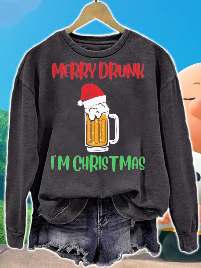 Merry Drunk Im Christmas, Funny Santa, Funny Christmas, Santa Claus T-Shirt sweatshirt