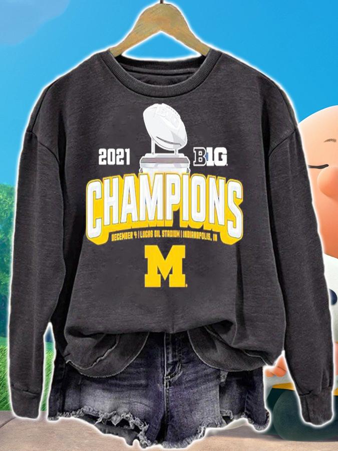 Michigan Wolverines Blue 84 Youth 2021 Big Ten Football Conference Champions Locker Room T-Shirt sweatshirt