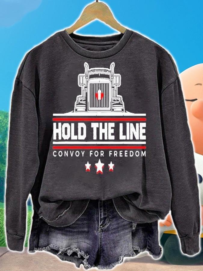 Canadian Flag Hold The Line Freedom Convoy 2022 Truck Driver T-Shirt