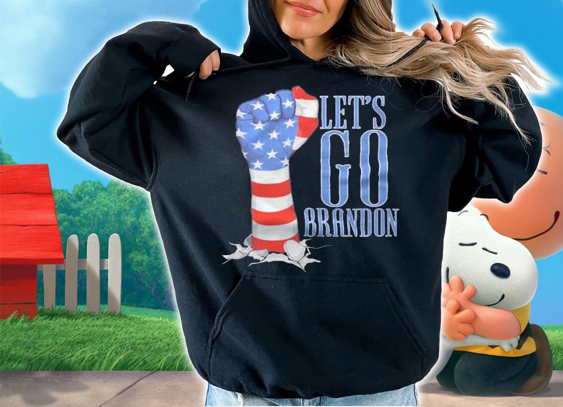 F Joe Biden let's Go Brandon Fist USA Flag Impeach Biden T-Shirt hoodie