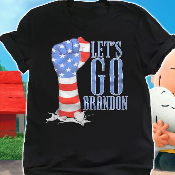 F Joe Biden let's Go Brandon Fist USA Flag Impeach Biden T-Shirt shirt