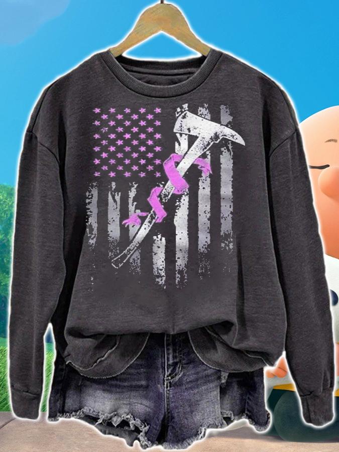 Firefighter Breast Cancer Awareness American Flag Shirt