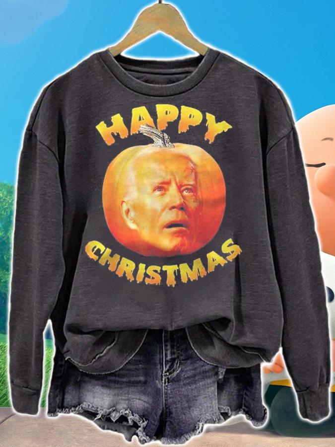 Happy Christmas Anti-Joe Biden Funny Halloween 2021 Pumpkin Shirt
