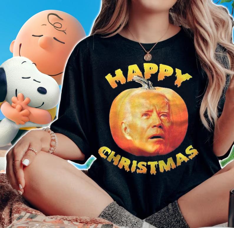 Happy Christmas Anti-Joe Biden Funny Halloween 2021 Pumpkin Shirt