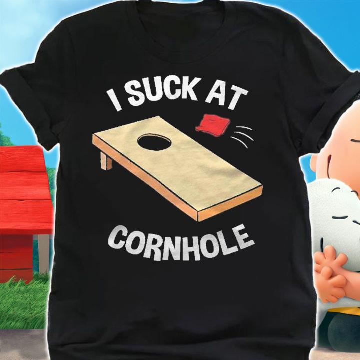 I Suck At Cornhole Dummy Boards Sport Players Lawn Champs Shirt shirt