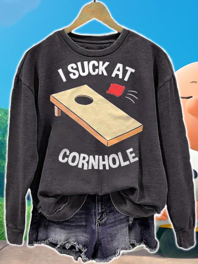 I Suck At Cornhole Dummy Boards Sport Players Lawn Champs Shirt sweatshirt