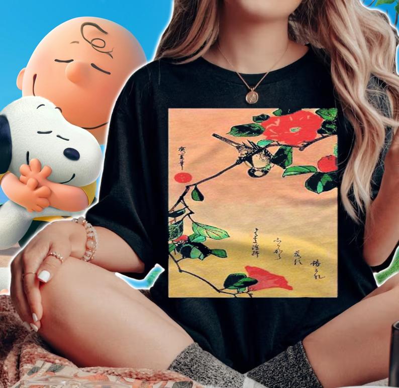 Japanese Art Sunset Bird Cherry Blossom Graphic shirt woman shirt