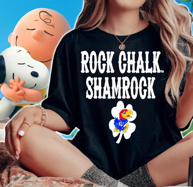 Kansas Jayhawks Rock Chalk Shamrock St Patricks Day T-Shirt woman shirt