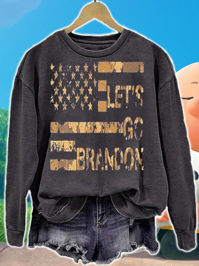 Let's Go Brandon Camouflage American Flag T-Shirt