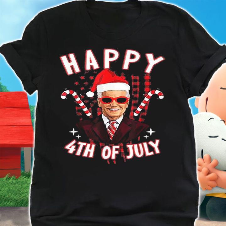 Funny Anti Joe Biden Happy 4th Of July Merry Christmas T-Shirt shirt