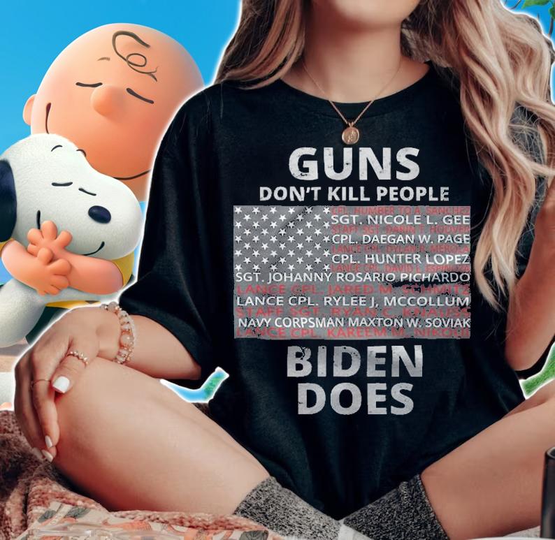 Guns Don't Kill People Biden Does 13 American Heroes USA Flag T-Shirt woman shirt