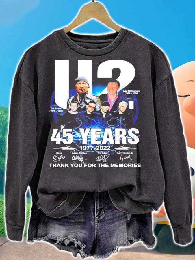 U2 45 years 1977-2022 signatures thank you for the memories shirt
