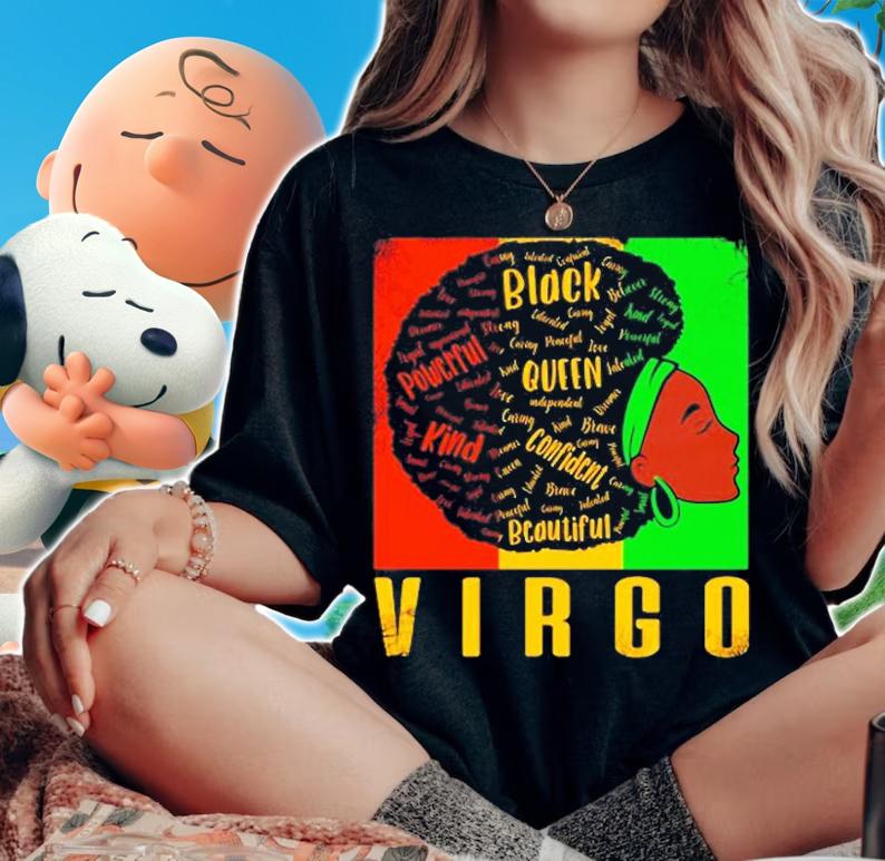 Virgo Strong Black Woman Afro Horoscope Zodiac T-Shirt woman shirt