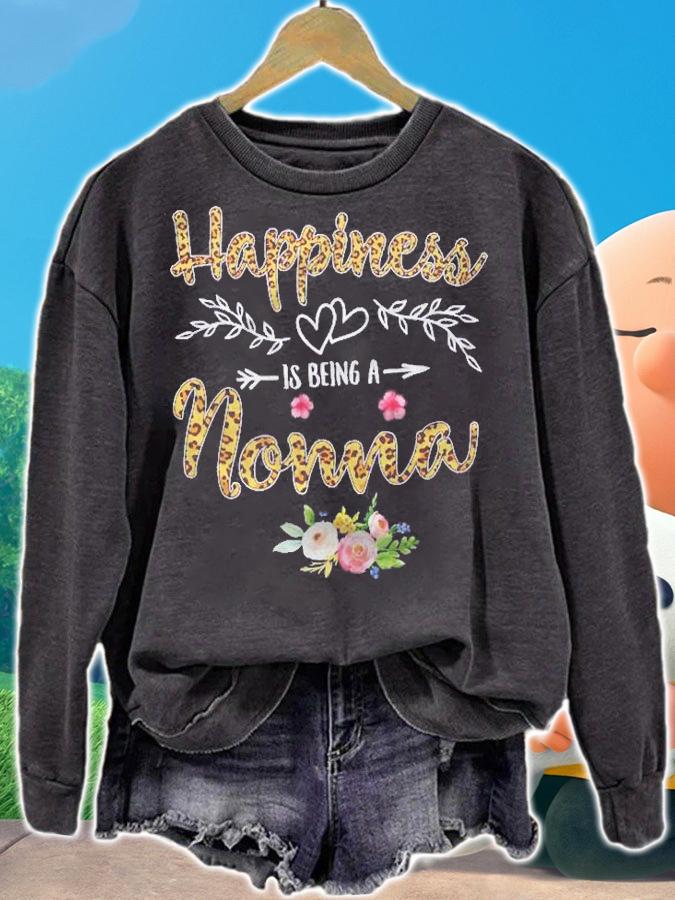 Happiness Is Being A Nonna Ever Women Leopard Decor Grandma Shirt sweatshirt