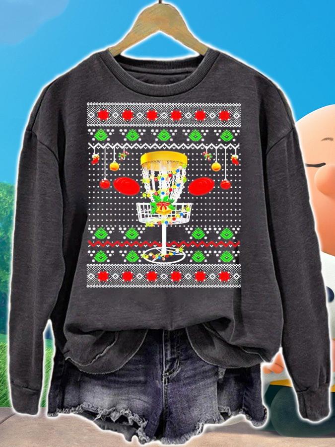 Disc Golf Frisbee Ugly Christmas Shirt