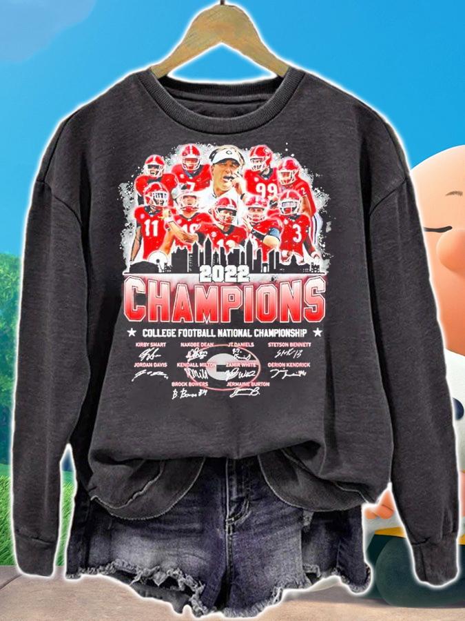 Georgia Bulldogs 2022 Champions College Football National Championship signatures shirt