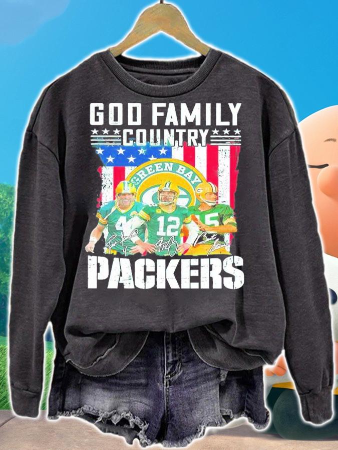 God Family country Green Bay Packer signatures team shirt sweatshirt