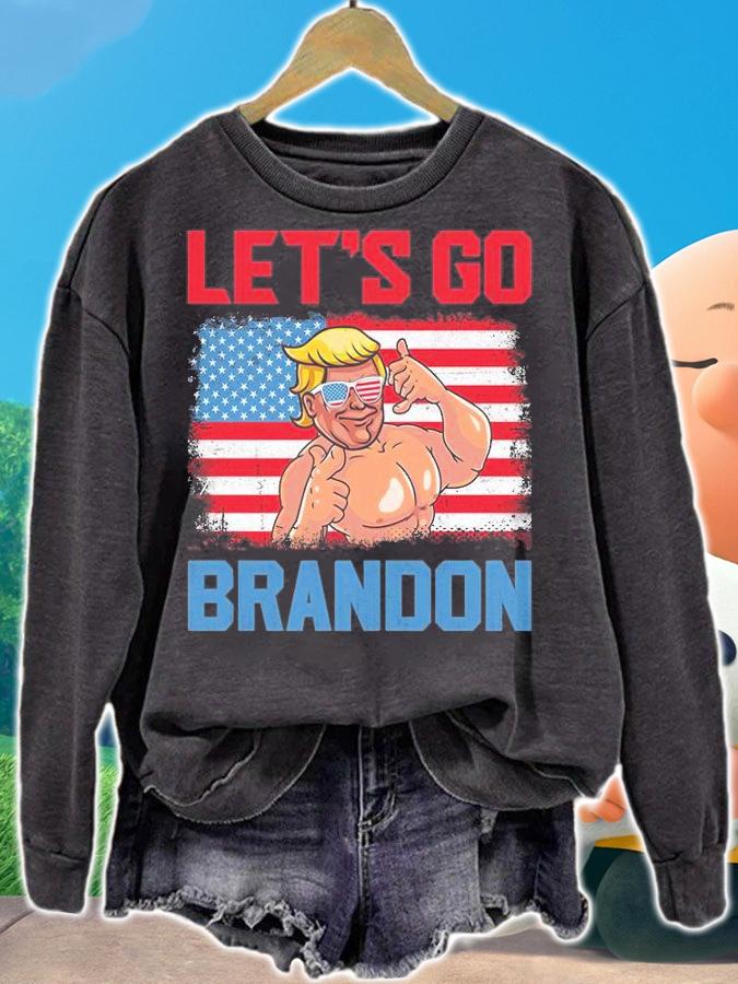Let's Go Brandon Let's Go Brandon Chant Politics Pro Trump USA Flag Funny T-Shirt sweatshirt