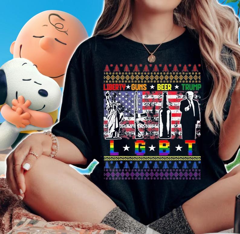 Liberty Guns Beer Trump LGBT Vintage T-Shirt