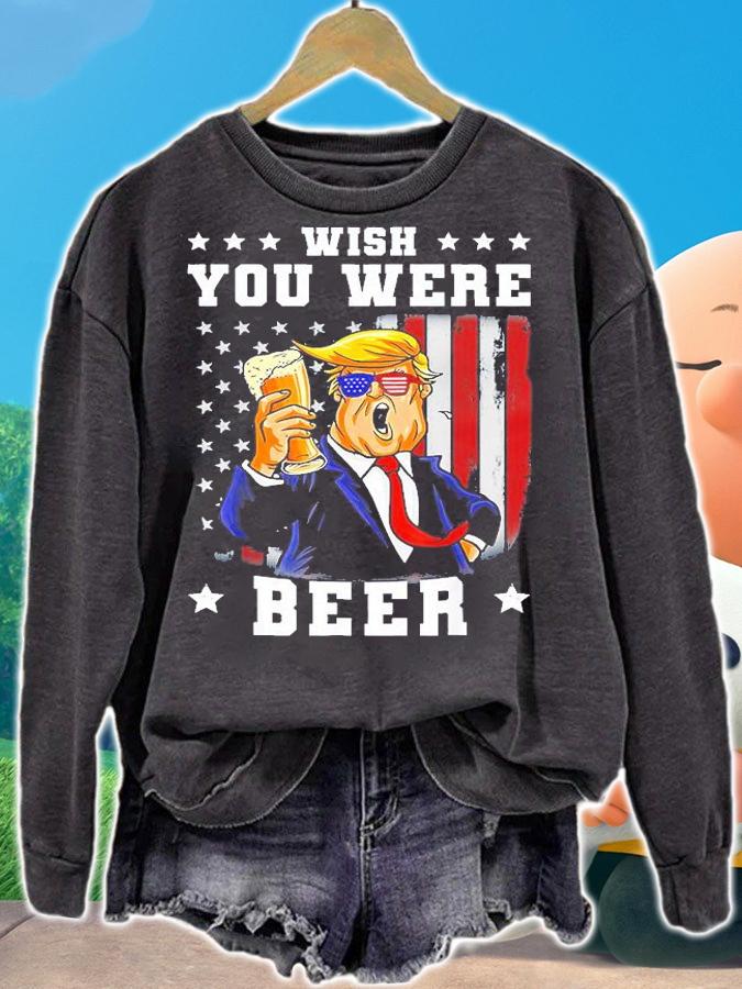 Make Beer Great US Flag July Again 4th Trump Beer T-Shirt sweatshirt