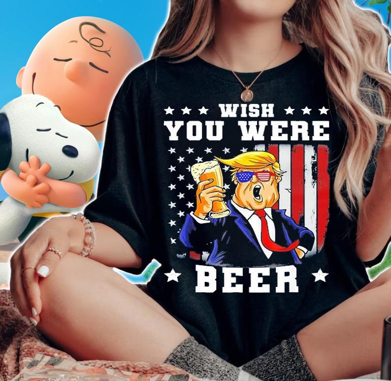 Make Beer Great US Flag July Again 4th Trump Beer T-Shirt woman shirt