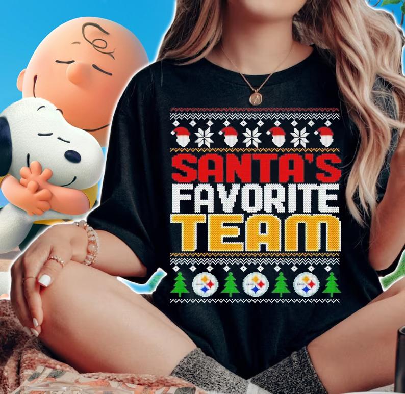 Pittsburgh Steelers Santa's Favorite Team Christmas Shirt woman shirt