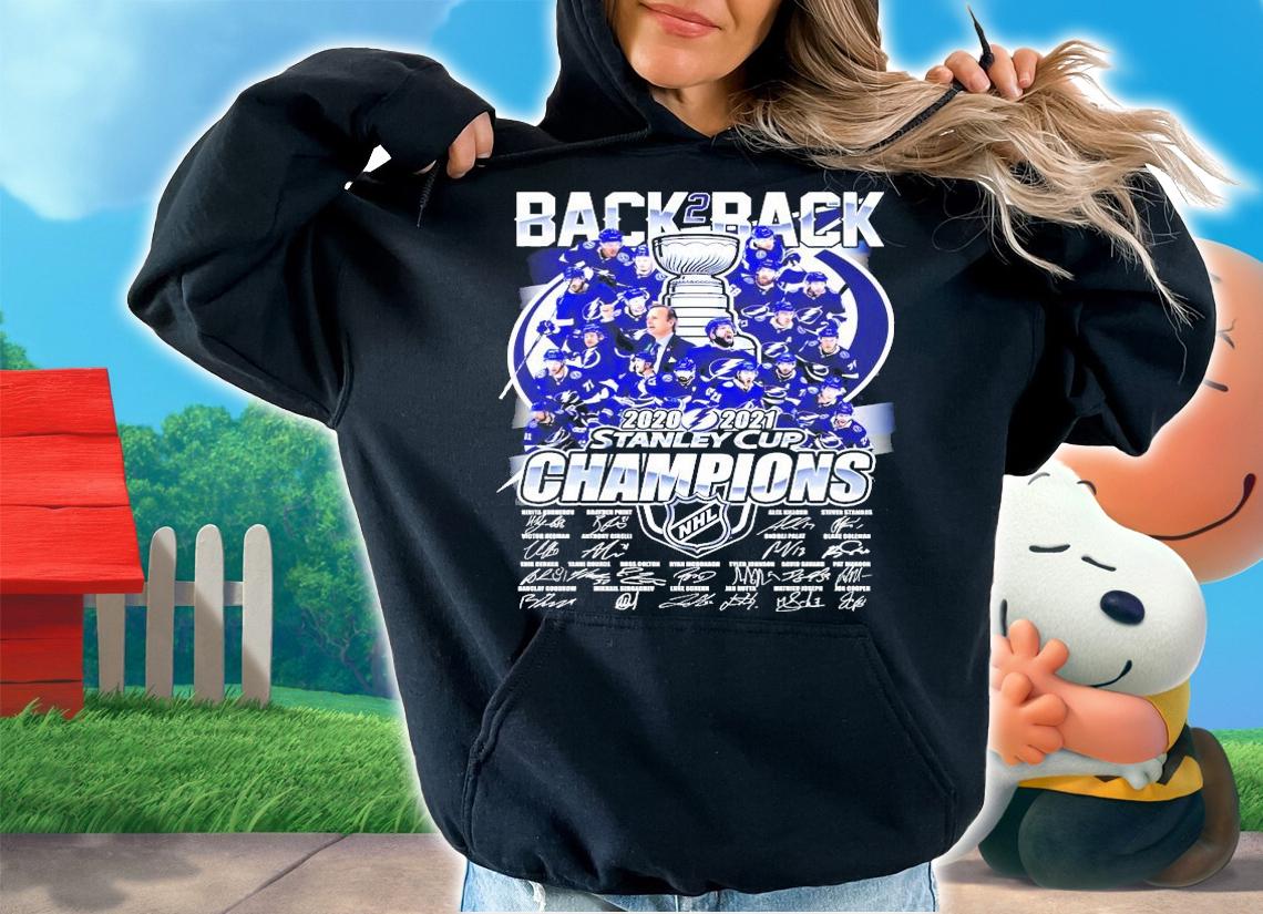 Back two back 2020-2021 Stanley Cup Champions NHL signatures shirt