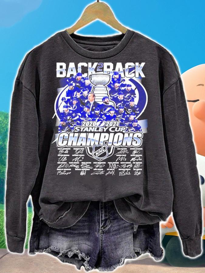 Back two back 2020-2021 Stanley Cup Champions NHL signatures shirt