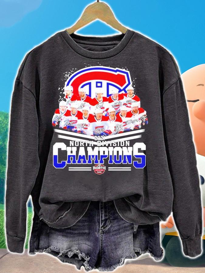 Montreal Canadiens 2021 North Division Champions hockey signature shirt sweatshirt