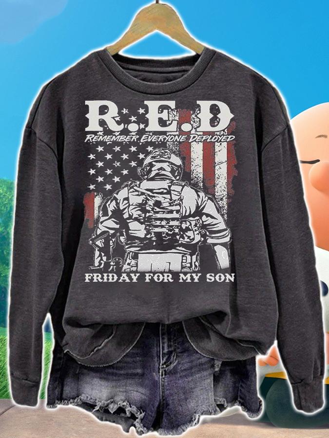Red Friday Military I Wear Red For My Son Remember Everyone T-Shirt sweatshirt