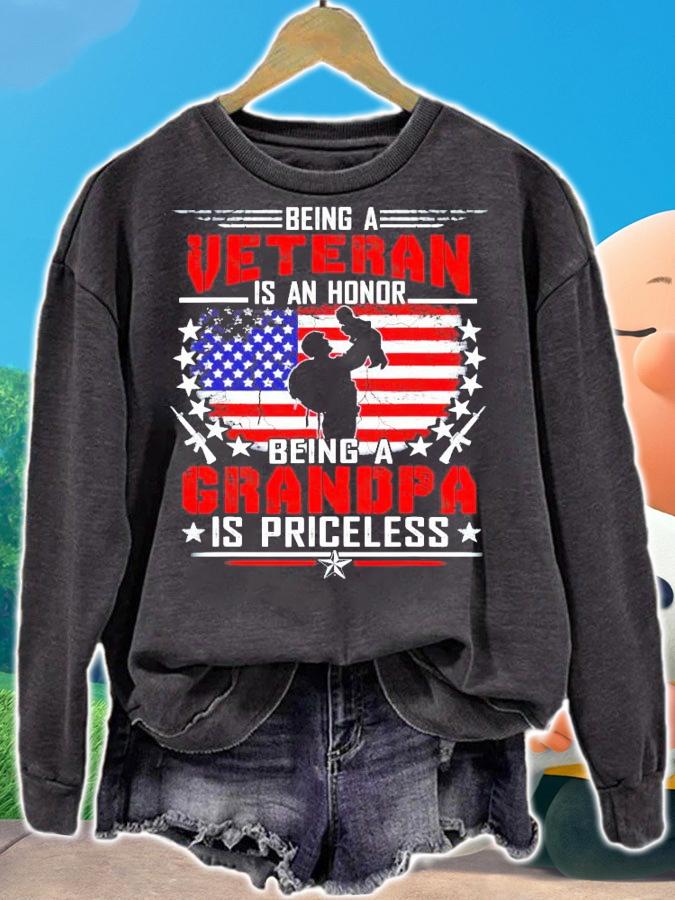Being a Veteran is an honor being a grandpa is priceless shirt sweatshirt