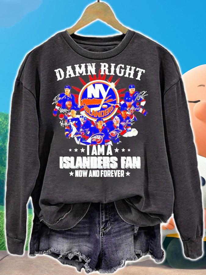 Damn right I am a New York Islanders fan now and forever 2021 signatures T-shirt