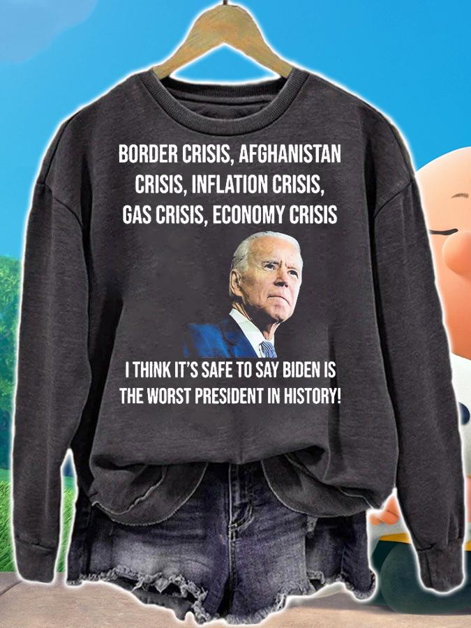 Joe Biden Worst President In History Anti Biden US Crisis T-Shirt