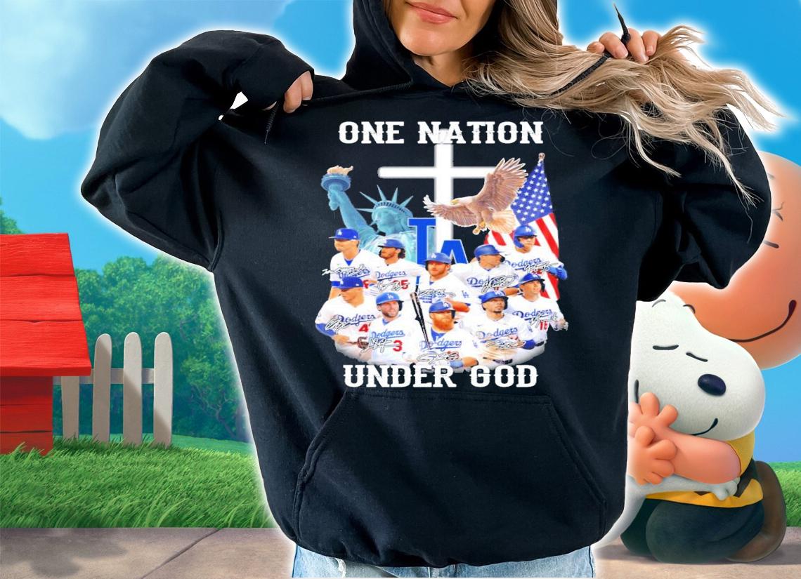 Los Angeles Dodgers one nation under god signatures shirt hoodie