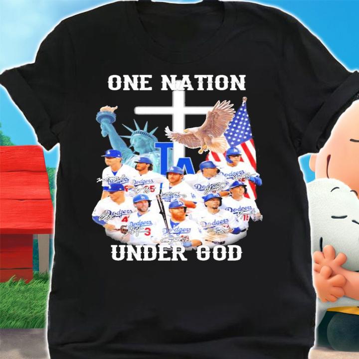 Los Angeles Dodgers one nation under god signatures shirt shirt