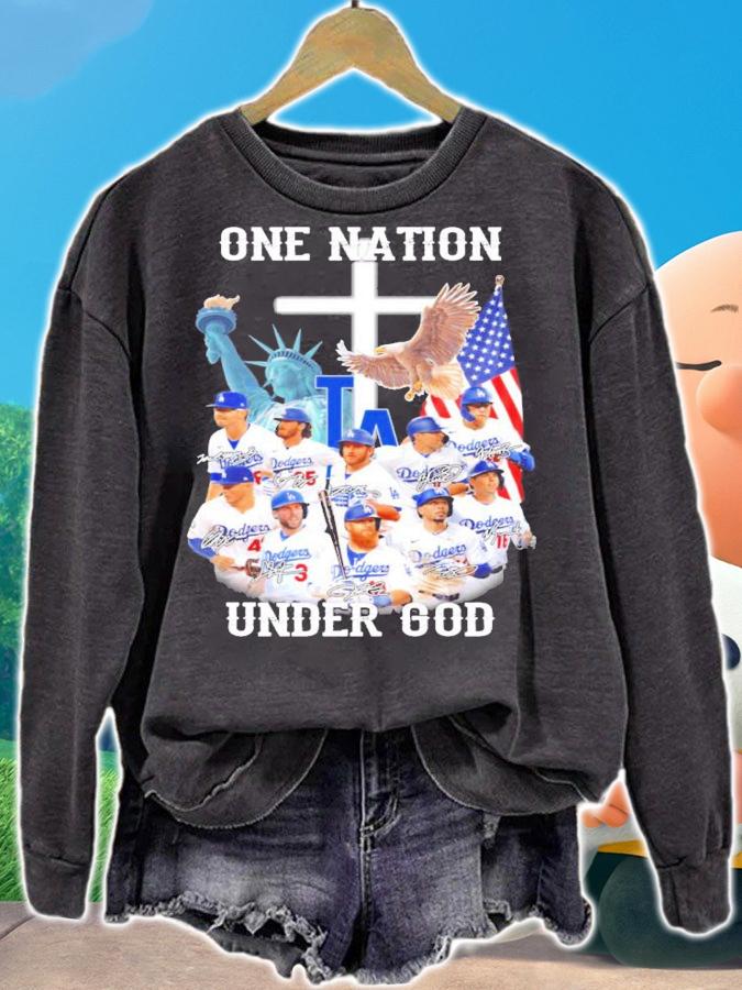Los Angeles Dodgers one nation under god signatures shirt sweatshirt