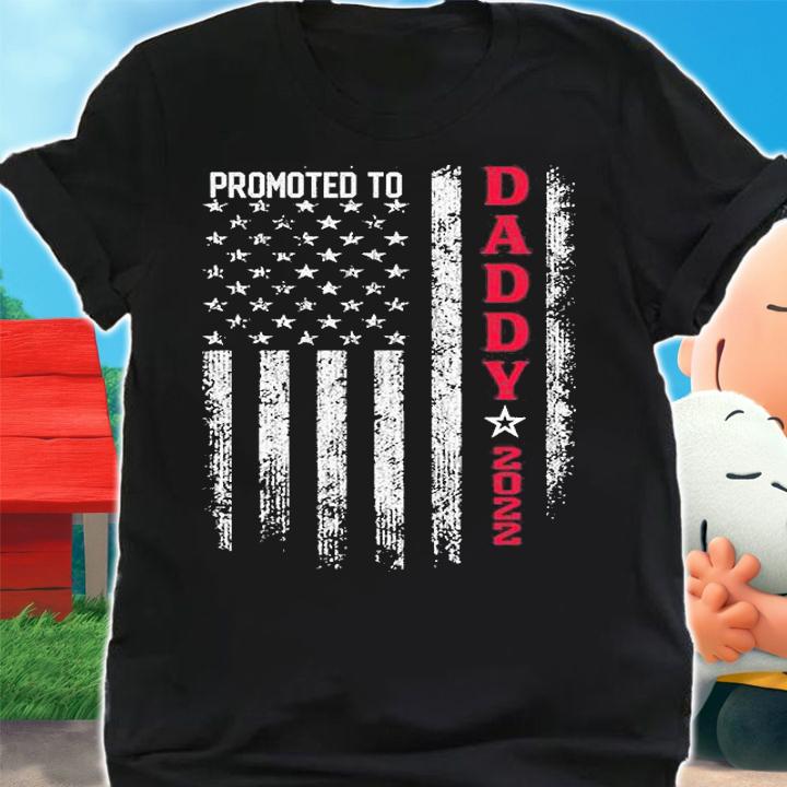 Patriotic Mens Promoted To Daddy Est 2022 USA Flag T-Shirt shirt