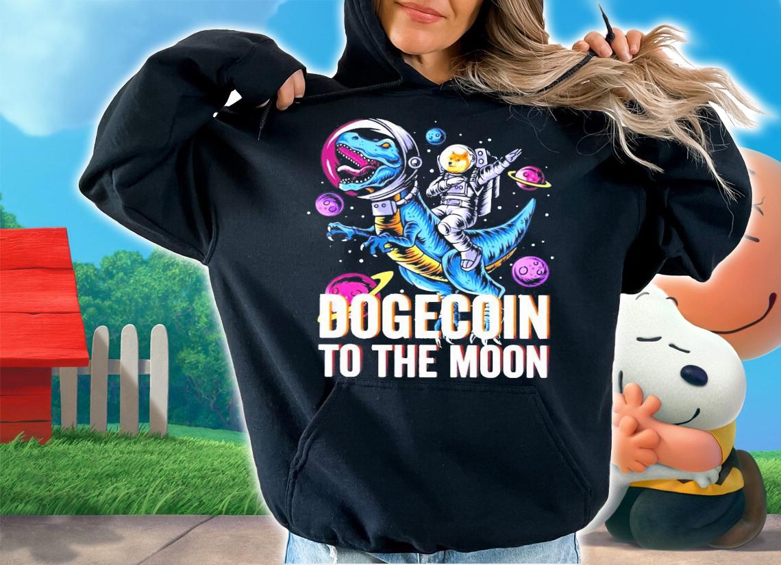 T-rex Elon Musk Dogecoin to the moon shirt