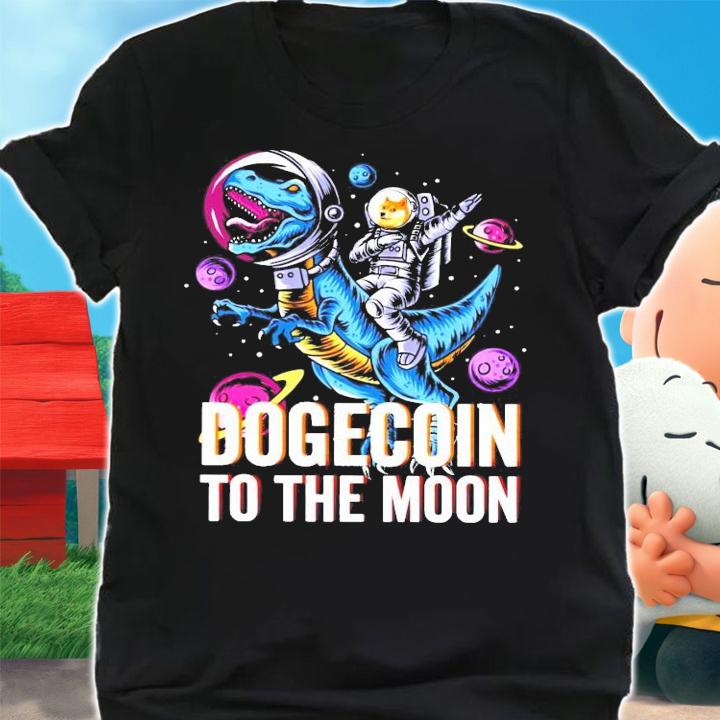 T-rex Elon Musk Dogecoin to the moon shirt
