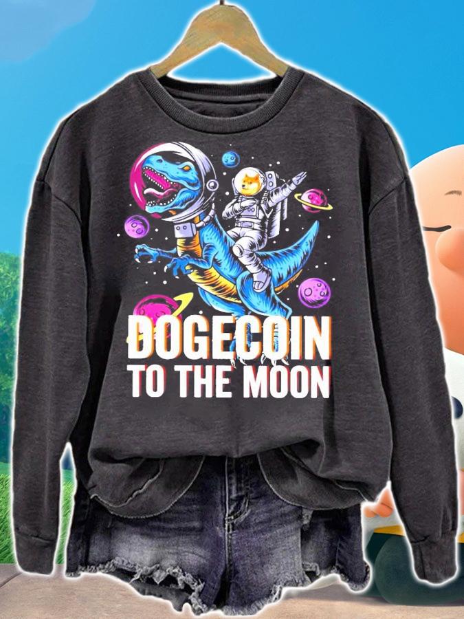 T-rex Elon Musk Dogecoin to the moon shirt