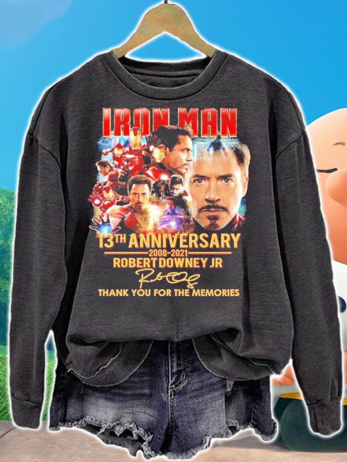 Iron Man 13th anniversary 2008-2021 Robert Downey Jr signature shirt sweatshirt