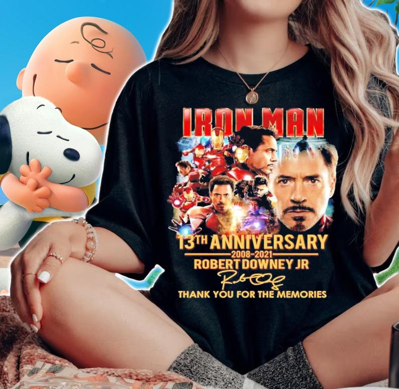 Iron Man 13th anniversary 2008-2021 Robert Downey Jr signature shirt woman shirt